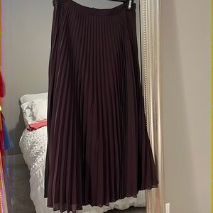 Eggplant pleated midi skirt
